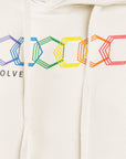 EVCLA - Women's Cropped Hoodie - Geo Rainbow - Undyed Natural