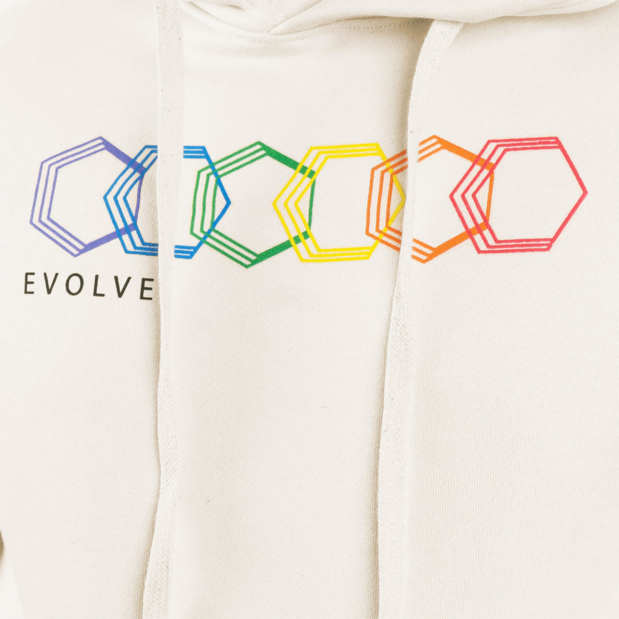 Evolve Clothing LA - Pullover Hoodie - Geo Rainbow - Undyed Natural