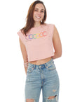 Women's Cropped Tank - Geo Rainbow - Rose