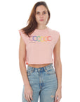Women's Cropped Tank - Geo Rainbow - Rose
