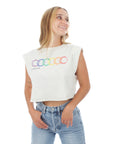 Women's Cropped Tank - Geo Rainbow - Oatmeal Heather