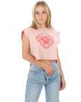 Women's Cropped Tank - Heart - Rose