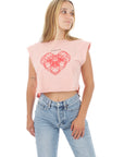 Women's Cropped Tank - Heart - Rose