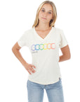 Women's V-Neck - Geo Rainbow - Natural