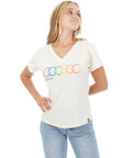 Women's V-Neck - Geo Rainbow - Natural