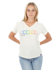 Women's V-Neck - Geo Rainbow - Natural