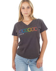 Women's V-Neck - Geo Rainbow - Washed Black