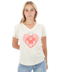 Women's V-Neck - Heart - Natural