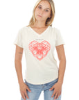 Women's V-Neck - Heart - Natural