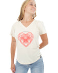 Women's V-Neck - Heart - Natural
