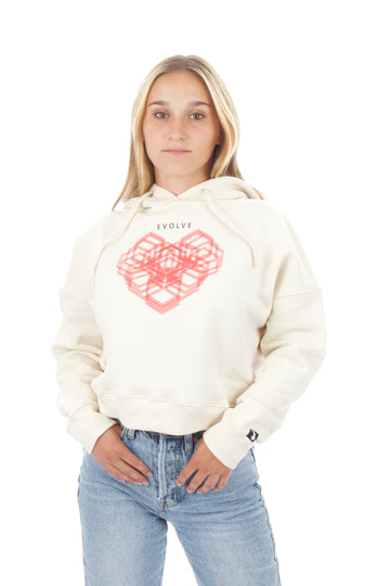 Cropped Hoodie -  Heart - Undyed Natural
