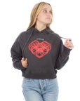 Cropped Hoodie - Heart - Washed Black