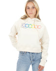 Cropped Hoodie - Geo Rainbow - Undyed Natural