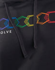 EVCLA - Women's Cropped Hoodie - Geo Rainbow - Washed Black