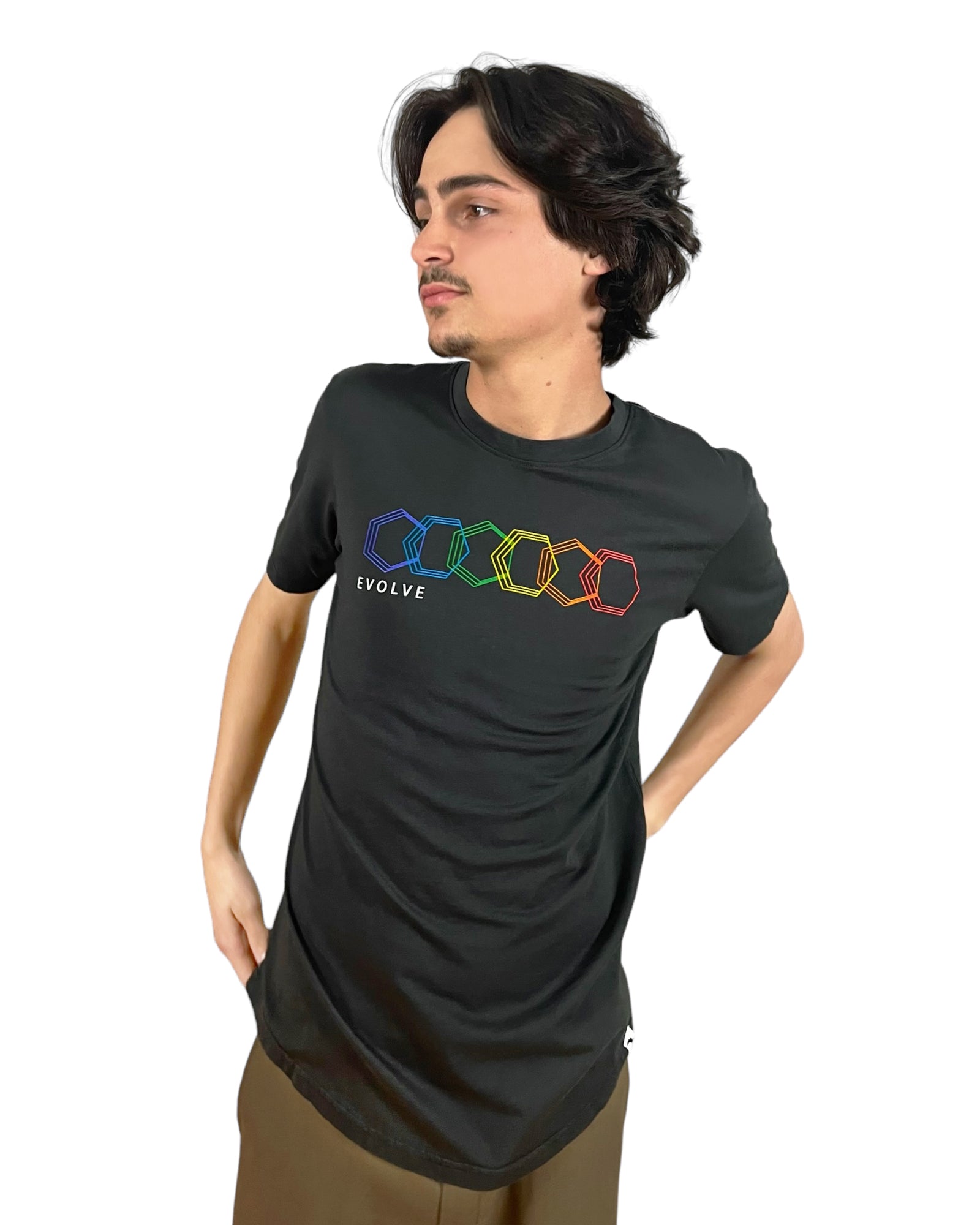 EVCLA - Men's Crew - Geo Rainbow -- Washed Black