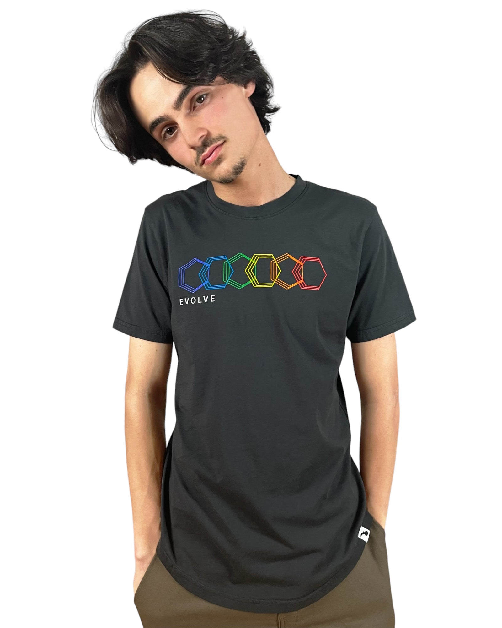 EVCLA - Men's Crew - Geo Rainbow -- Washed Black