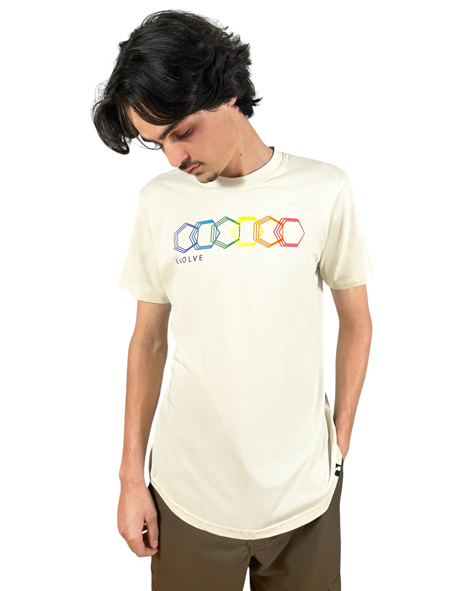 EVCLA - Men's Crew - Geo Rainbow -- Natural