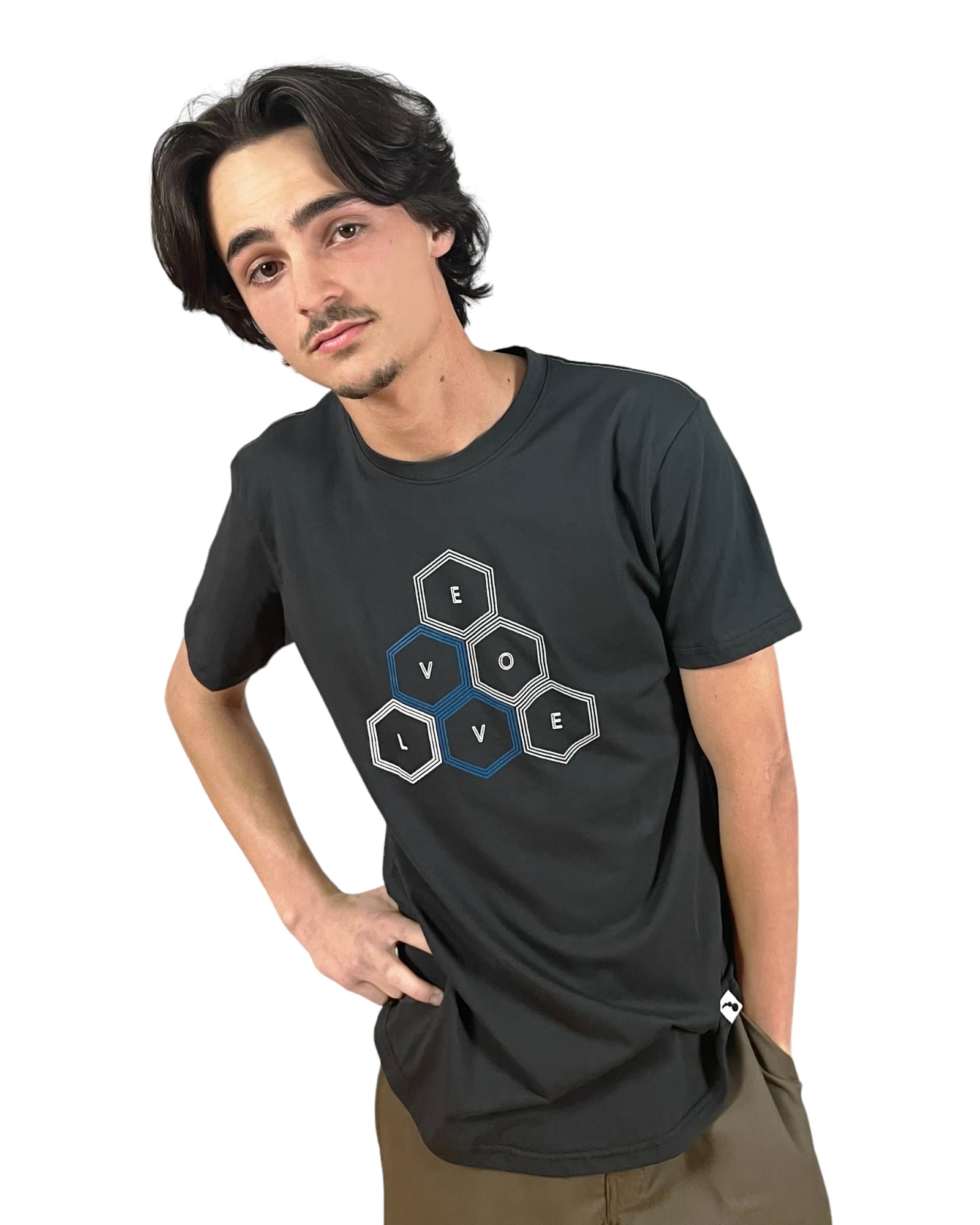 EVCLA - Men's Crew - Geo Pyramid -- Washed Black