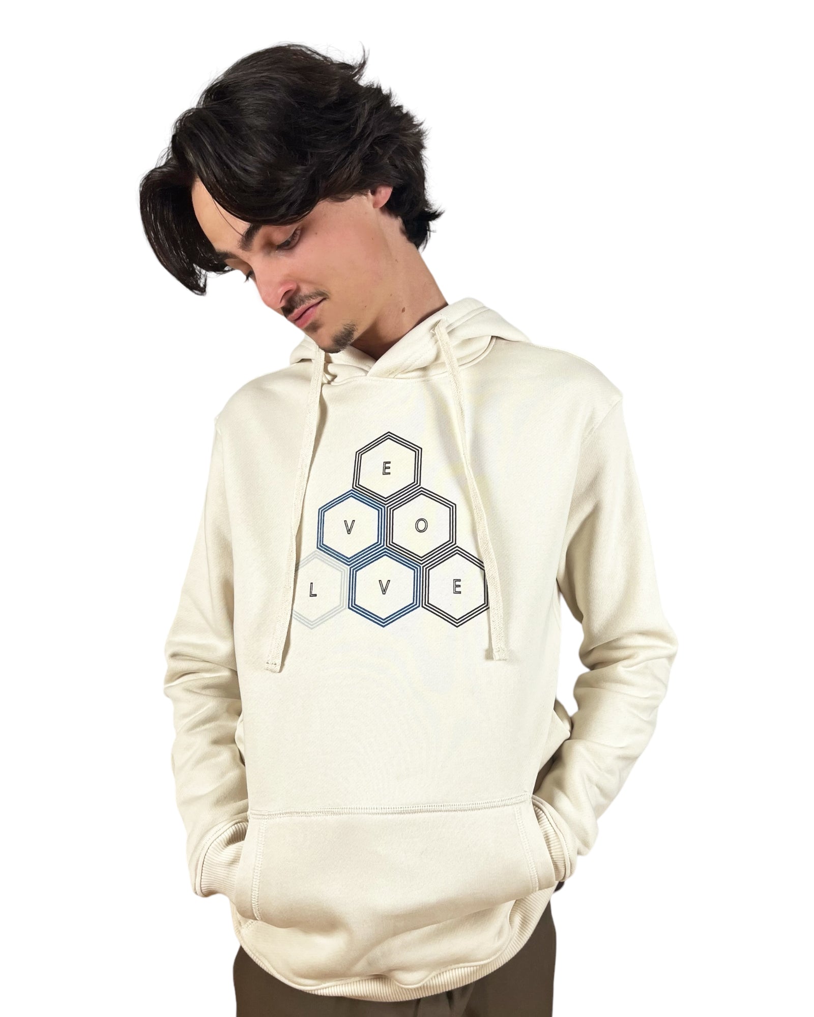 EVCLA - Pullover Hoodie - Geo Pyramid - Undyed Natural