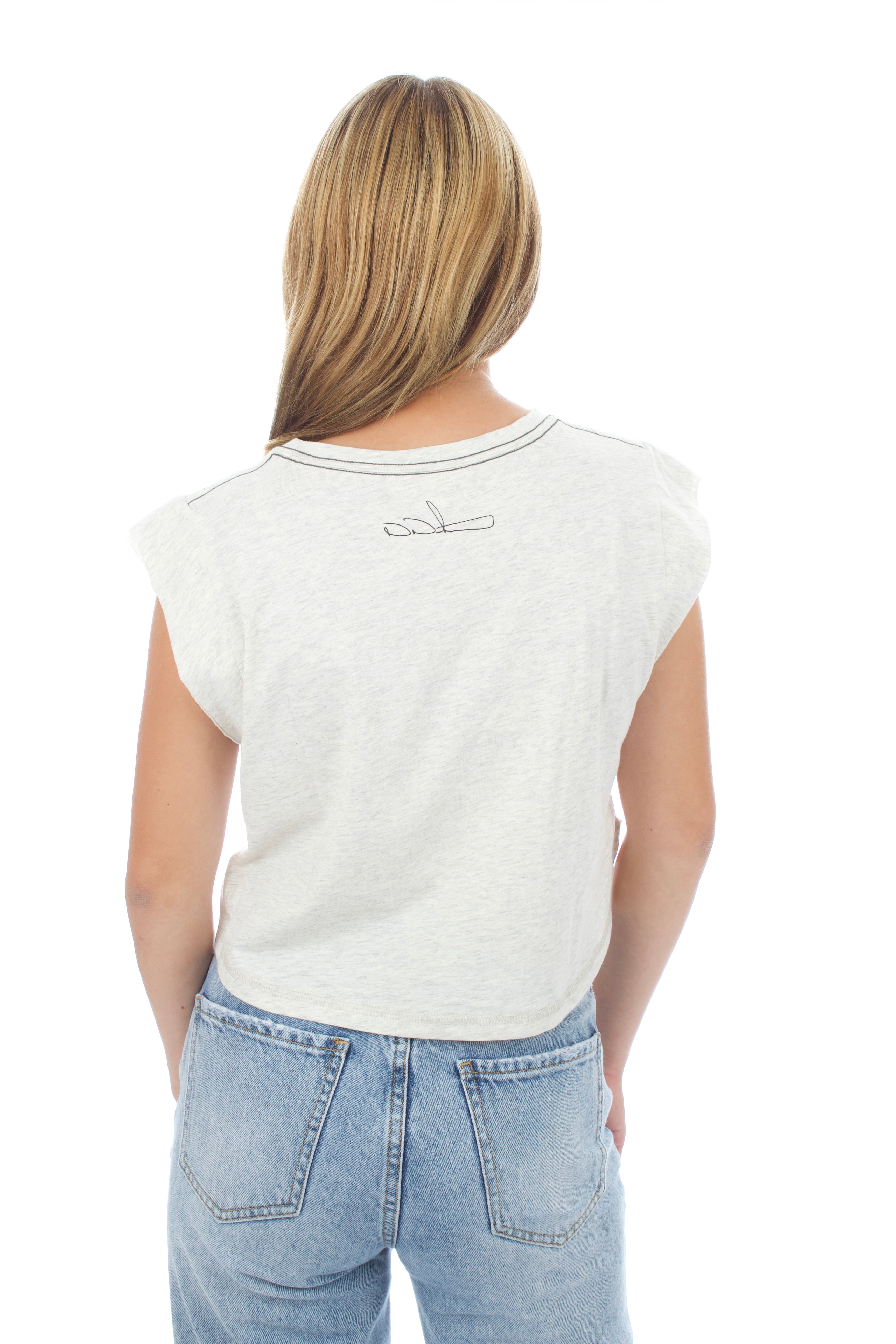 Women's Cropped Tank - Dew Drop - Oatmeal Heather