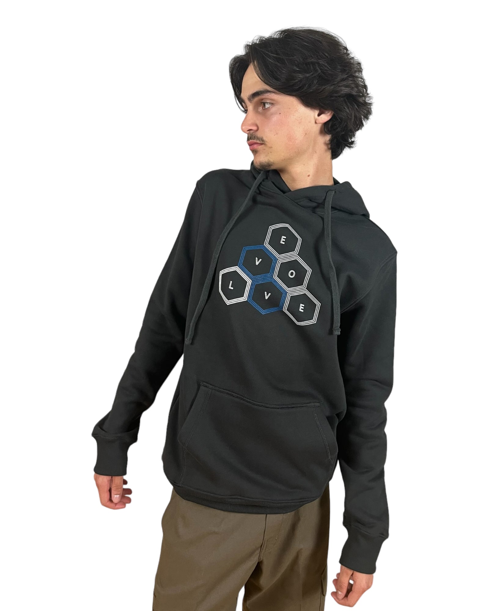 EVCLA - Pullover Hoodie - Geo Pyramid - Washed Black